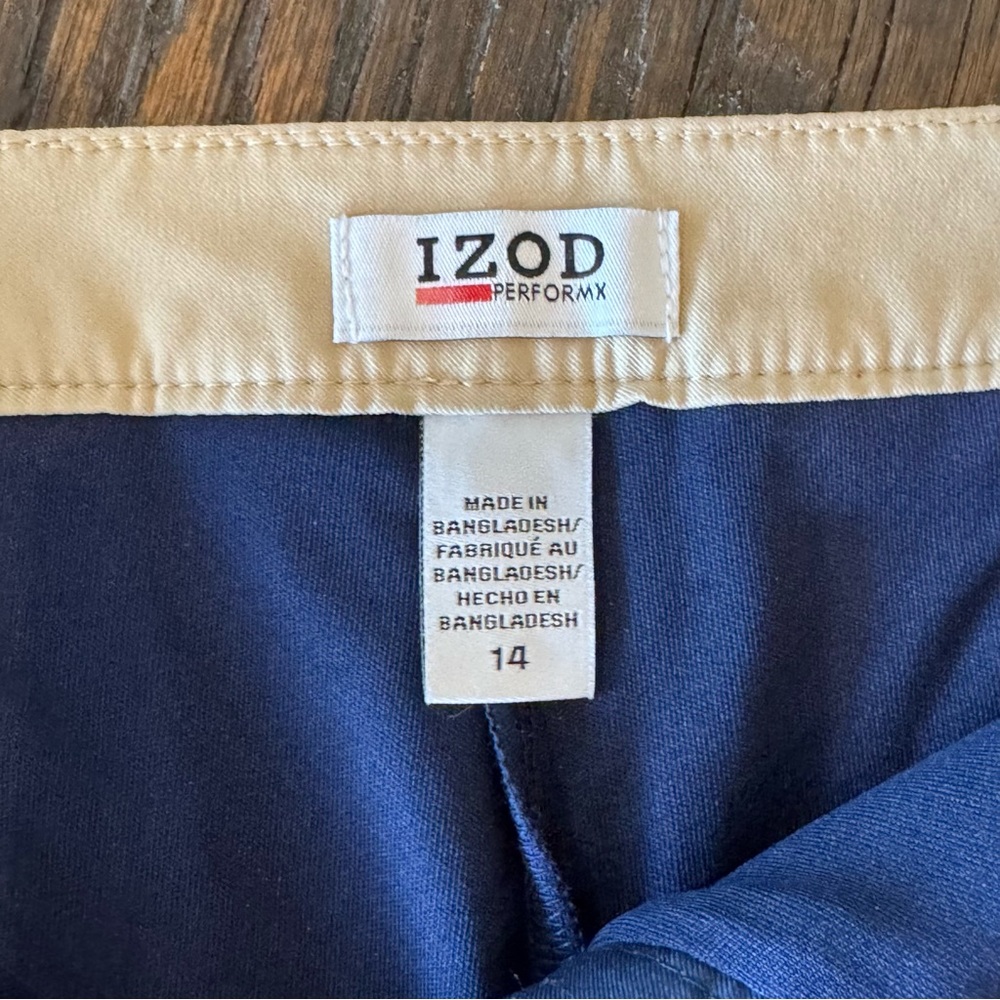 IZOD PERFORMX NWT Navy Blue and Cream Striped Golf Skort, Skirt w/ Shorts 14 - Picture 3 of 11